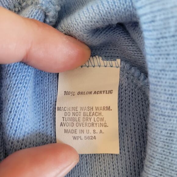 VTG Aristocratic Embroidery St Pauli Girl Blue Knit Golf Sweater V-Neck Large - Picture 4 of 7